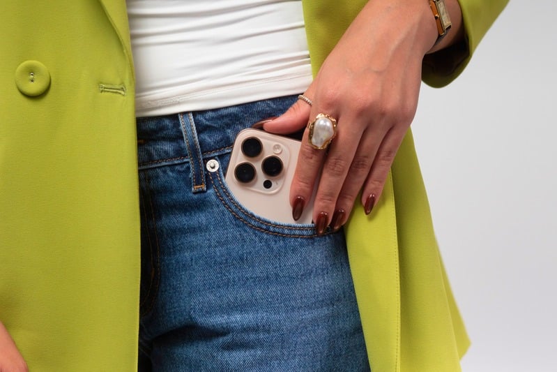 Phone in a jeans pocket