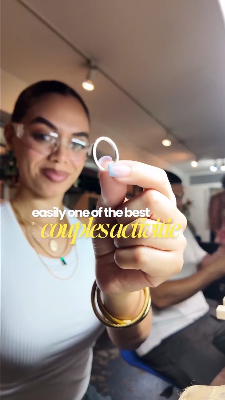 Veronica making a ring at a ClassBento couples ring-making class in an NYC date-night UGC video